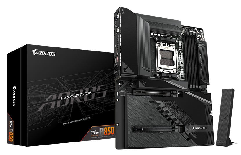GIGABYTE B850 AORUS STEALTH AMD AM5 Motherboard, ATX, DDR5, 4x M.2